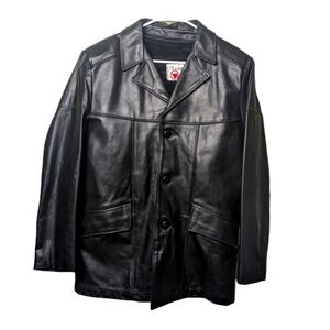 Vintage Leather Shop Sears Black Genuine Mens Jacket Coat Removable Lining 38 R